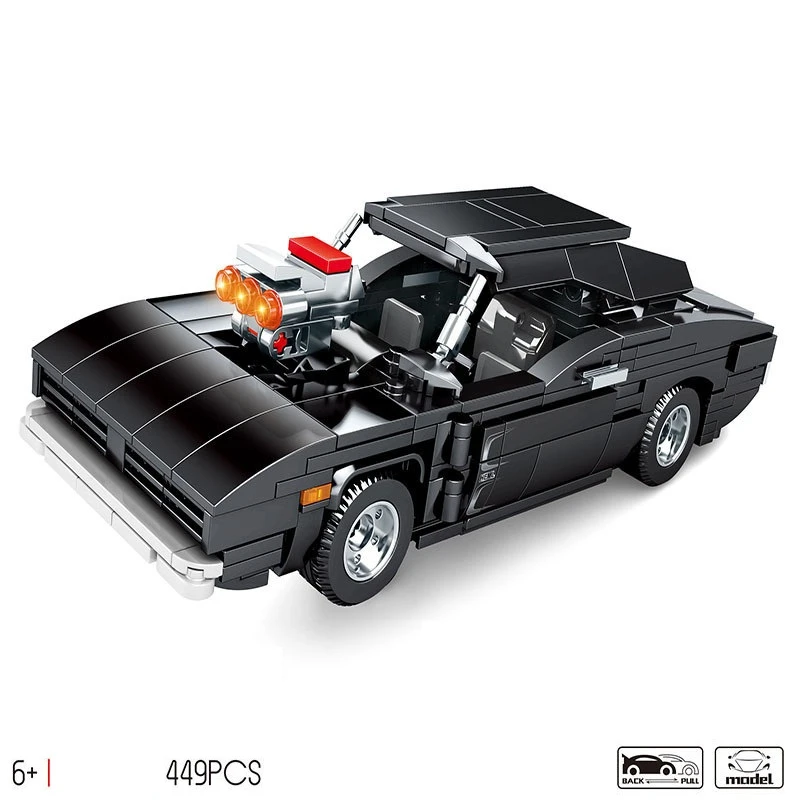 

Новинка, креативный конструктор MOC 1970 Dodge Charger R/T, гоночный скоростной спортивный автомобиль, наборы строительных блоков, кирпичи, модель, дет...