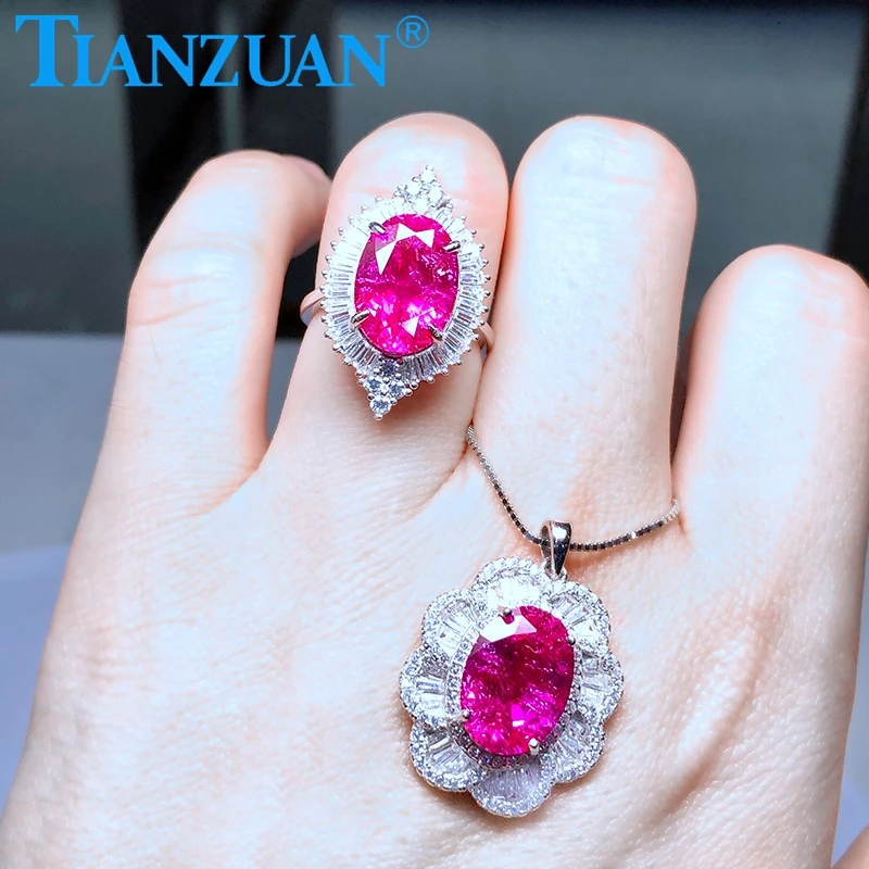 10*14 мм 7.3ct Главный камень искусственного розового цвета рубин в форме цветка с 925