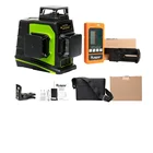 Уровень лазерный Huepar, 12 линий, зеленый лазер, самовыравнивающийся, 360 градусов, вертикальный и горизонтальный, с ЖК-приемником, зарядка от USB