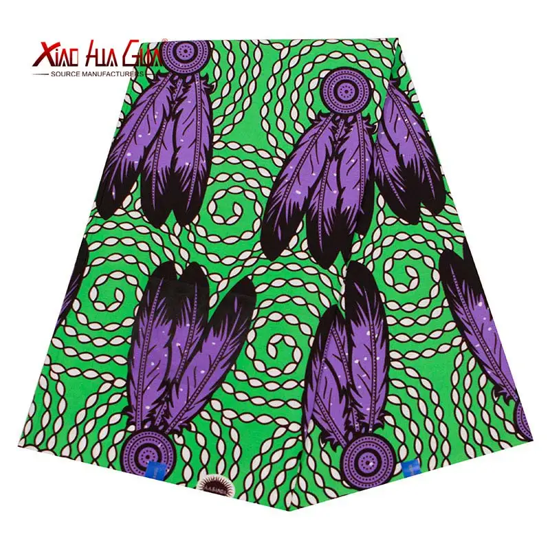

Xiaohua Brands African Fabrics High-quality Cotton Ankara Feather Pattern Enthusiasm Sewing Party Clothes 6 Yards 40FS1302