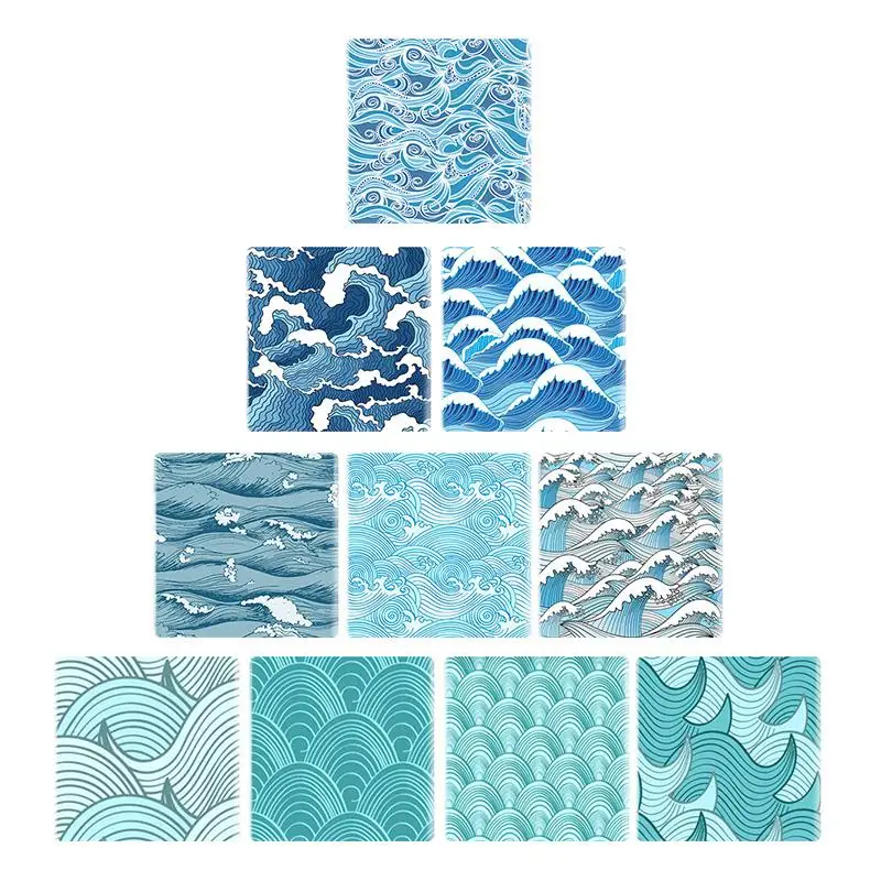 

TAFREE Art Painting Ocean Wave Texture pattern 12mm/25 mm Square Shape DIY Glass Cabochon Jewelry Finding Cameo Settings WL376