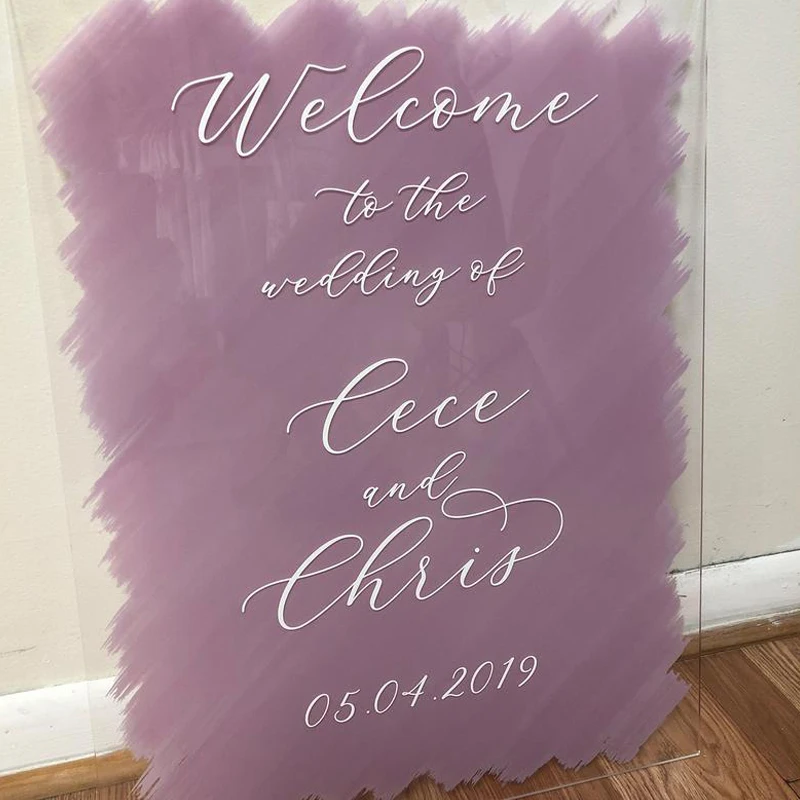 Свадебный знак приветствия персонализированный акриловый прозрачная роспись