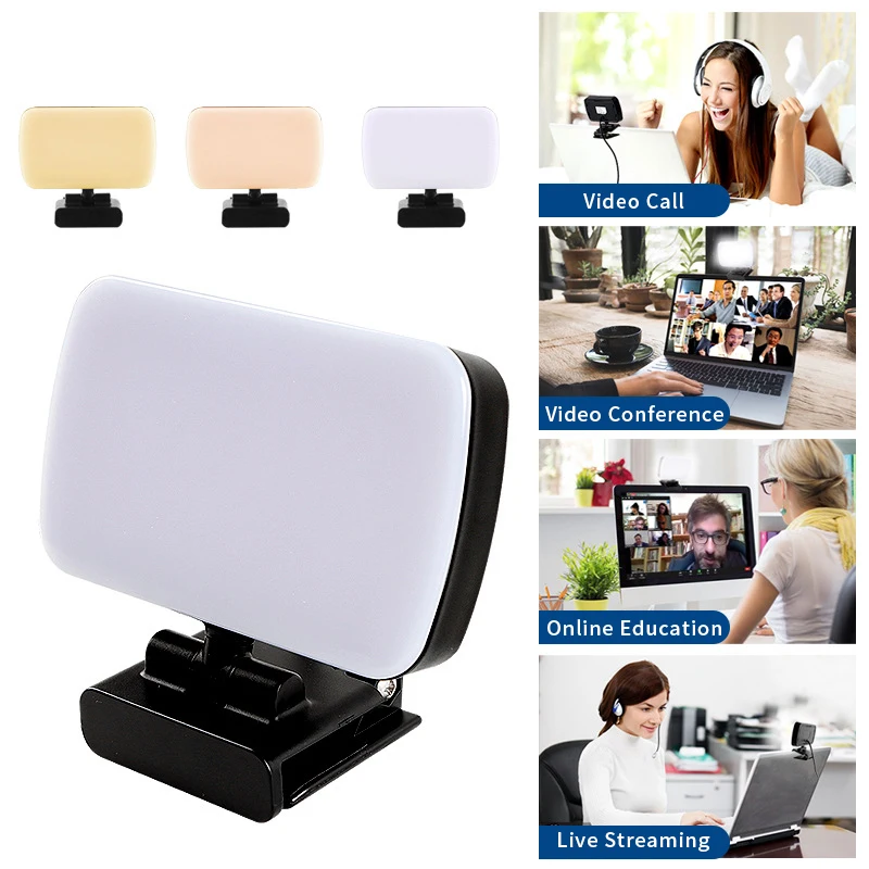 video conference 6500kportable led video light cube laptop computer webcam light zoom call lighting with clip for live streaming free global shipping