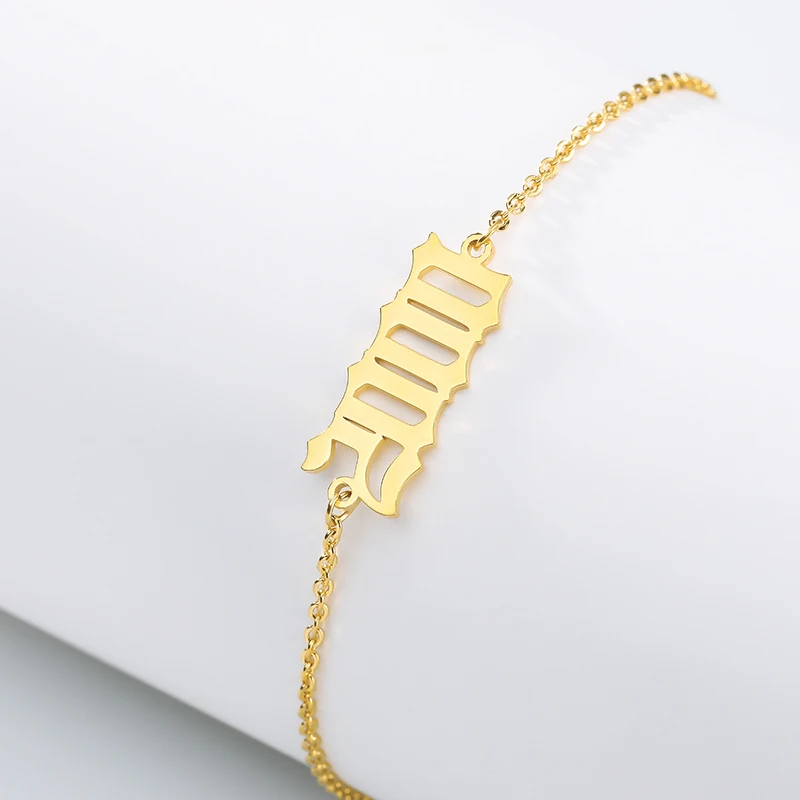 Stainless Steel Old Englih Bracelet Jewelry Number Year 1995 1999 1996 Men Maxi Colar | Украшения и аксессуары