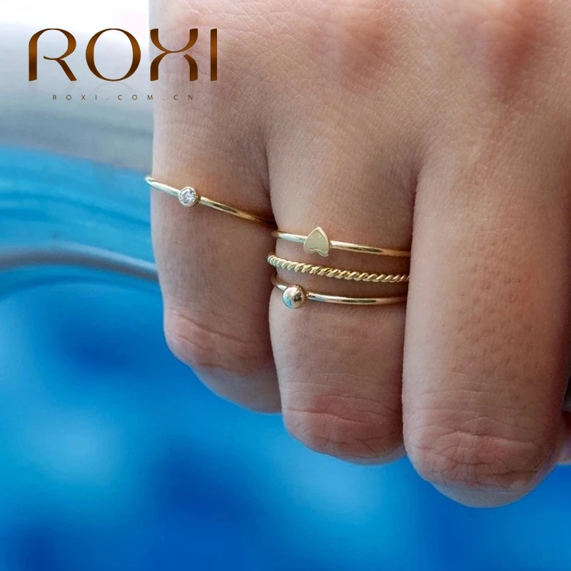 Обручальные кольца ROXI с милым сердцем для женщин и девочек минимализм кольцо из