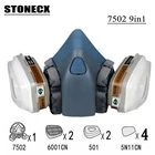 STONECX 9в1 7502, противогаз, химический респиратор, защитная маска, промышленная краска, спрей, анти-органический пар, Пылезащитная Порошковая маска 6001
