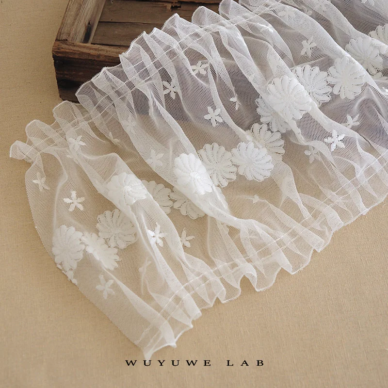 Газовое двустороннее кружевное платье принцессы с хризантемой цвета слоновой