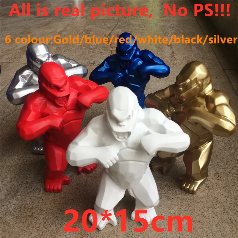 8 Цвет обезьяна Кинг Конг Горилла Скульптура современный геометрический смола