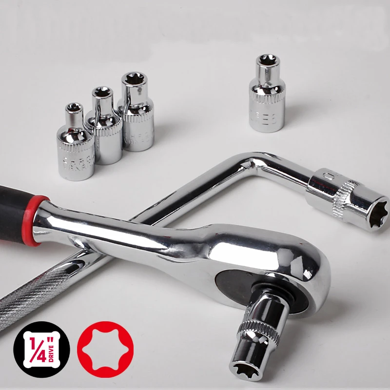 Комплект торцевых гаечных ключей Hi Spec 1/4 3/8 1/2 E Torx Star с гнездовой втулкой типа
