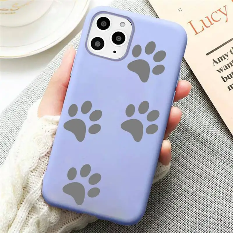 

Dog Footprint Phone Case Candy Color for iPhone 11 12 mini pro XS MAX 8 7 6 6S Plus X SE 2020 XR