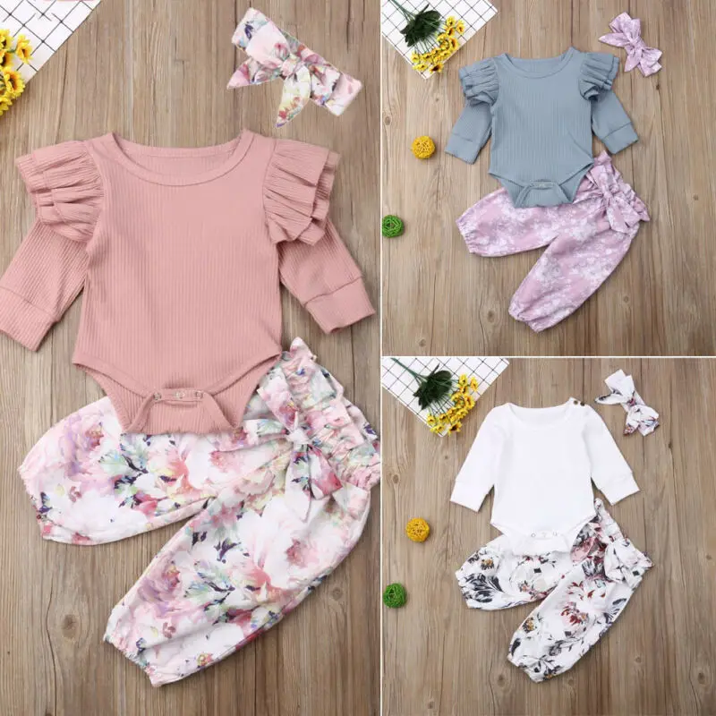 3 шт. детские трикотажные брюки с оборками на возраст 0 24 месяца|Комплекты одежды| |