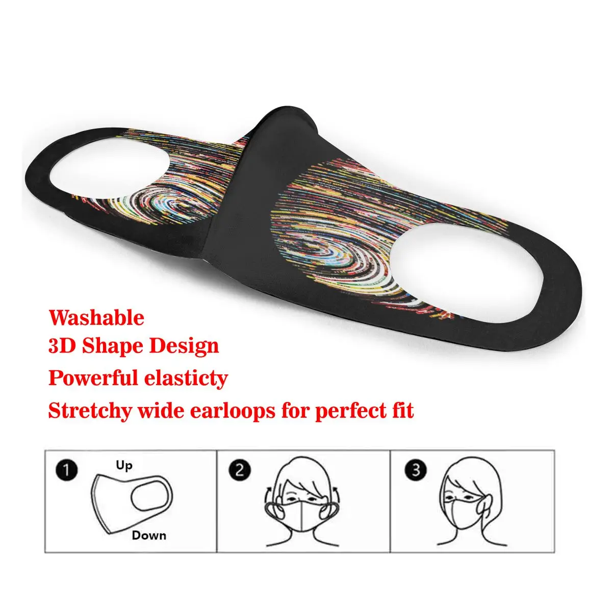 

Mouth Mask Modern Fingerprint Art Projects Dust Face Masks Cover Washable & Reusable for Adult Student Kids