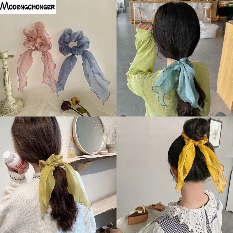 

Fashion Satin Ribbon Ponytail Holder Hair Ring For Women Girl Barrette Bow Tie Hair Scrunches Hair Bands Silk Hair Accessories