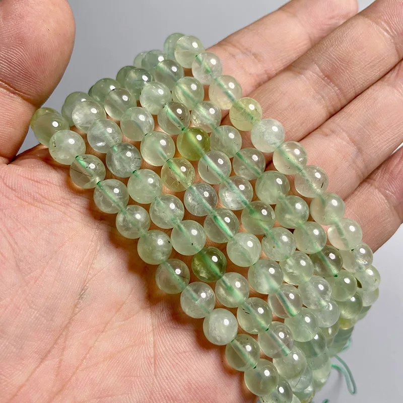 

Natural Round Green Prehnites Jades Bead Loose Spacer Mineral Stone Beads Charm For Jewelry Making Bracelet Necklace Accessorie