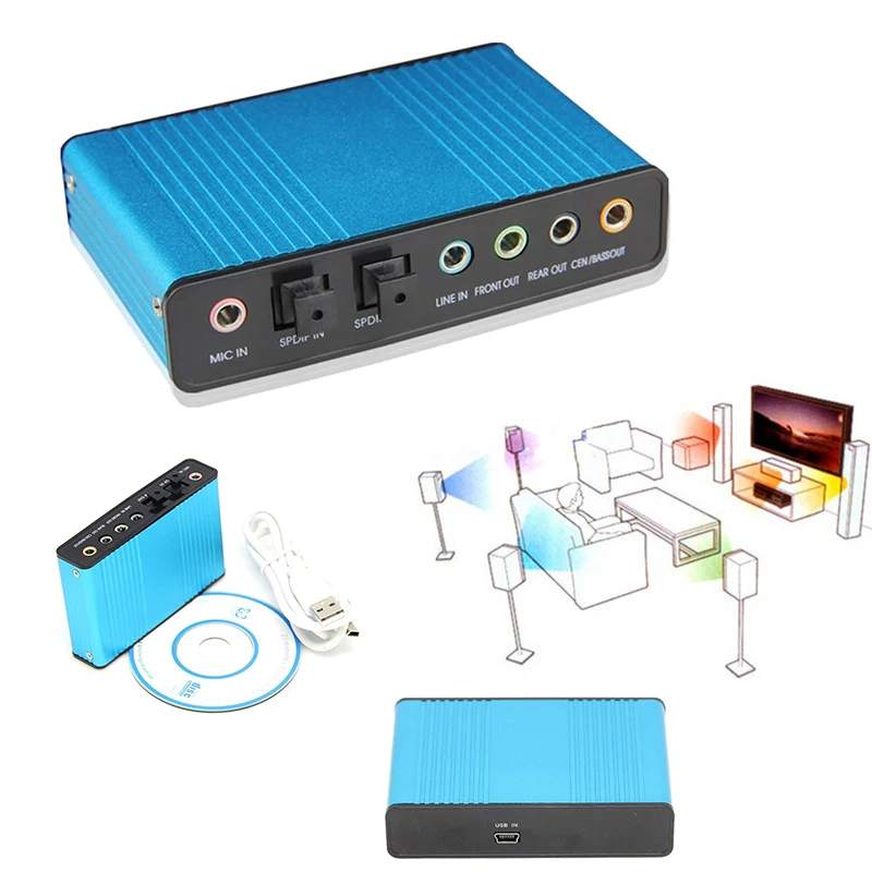 Внешняя USB 5 1 звуковая карта оптическое волокно для ноутбука ПК Звуковая S/PDIF HTPC