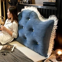 tongdi home soft lace large pillow back cushion long elastic backrest multifunction luxury decor for girl bedside seat bed sofa
