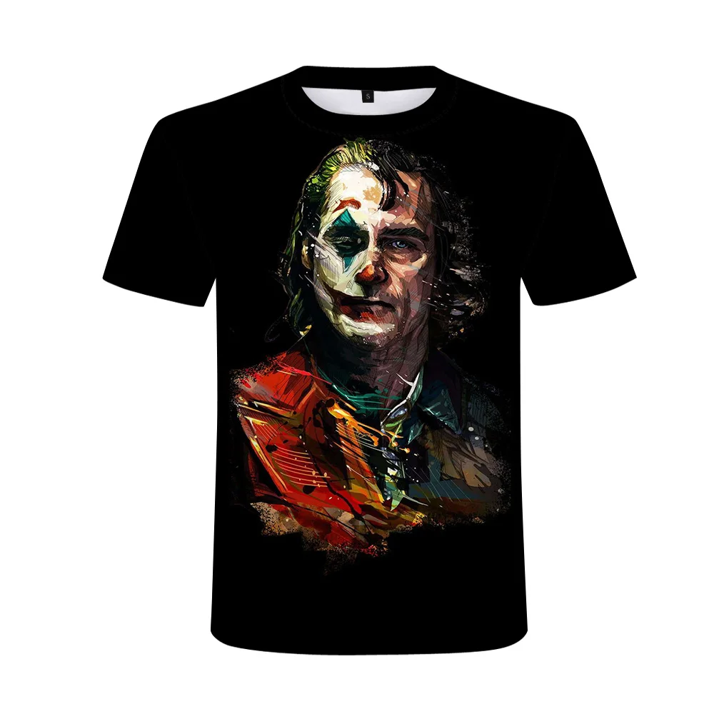 

2021 Terror Clown Pattern Summer Men's T-shirt Round Neck Short Sleeve 3D Printed Joker Face Fashion Breathable Tops Women Tees