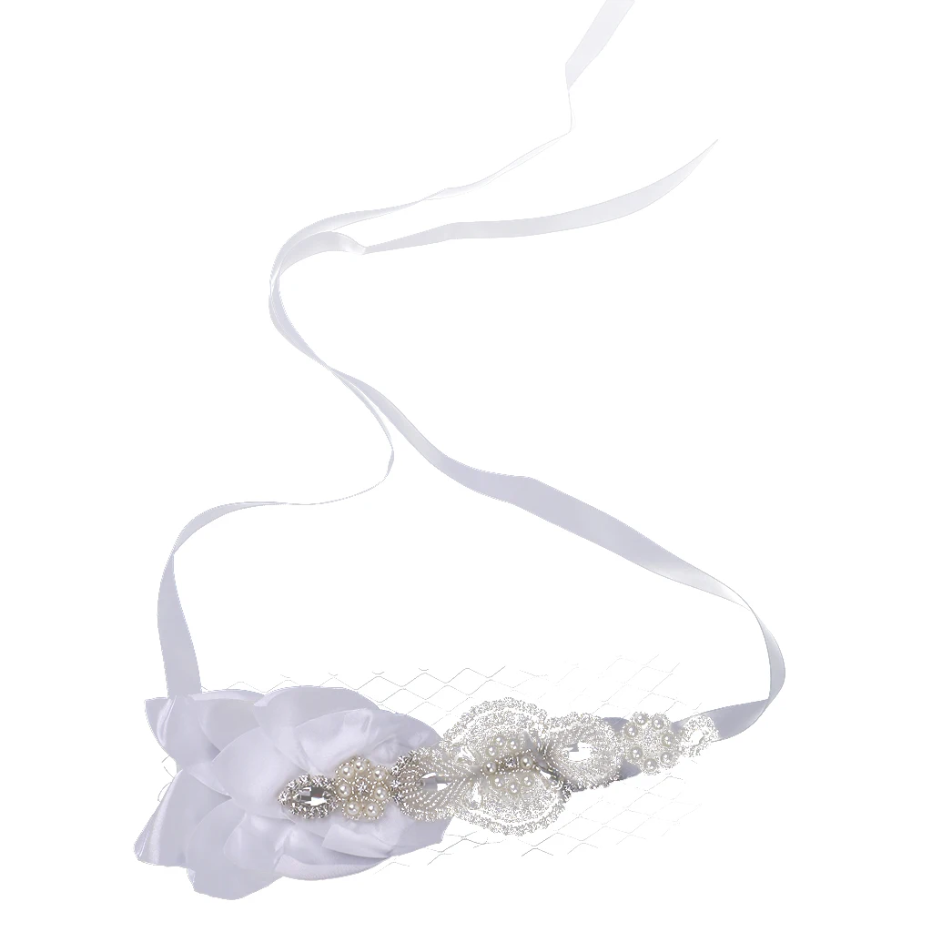 Ободок для волос со стразами белая сетчатая повязка на голову с блестящими
