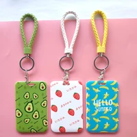 student women travel bank bus business card cover badge cute fashion cute strawberry avocado lanyard credit card id holder bag