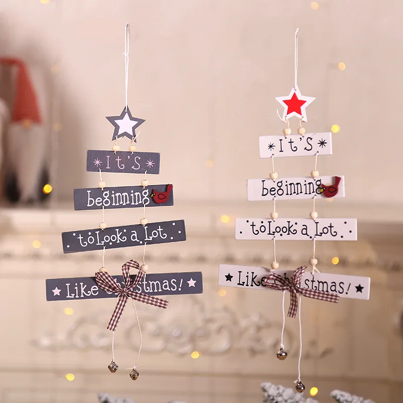 

Creative Wooden Blessing Christmas Tree Drop Ornaments Christmas Decorations Letters Pendant Party Home Decor New Year Gift