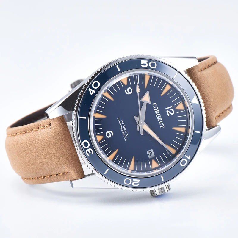 Мужские спортивные водонепроницаемые механические часы с синим циферблатом и