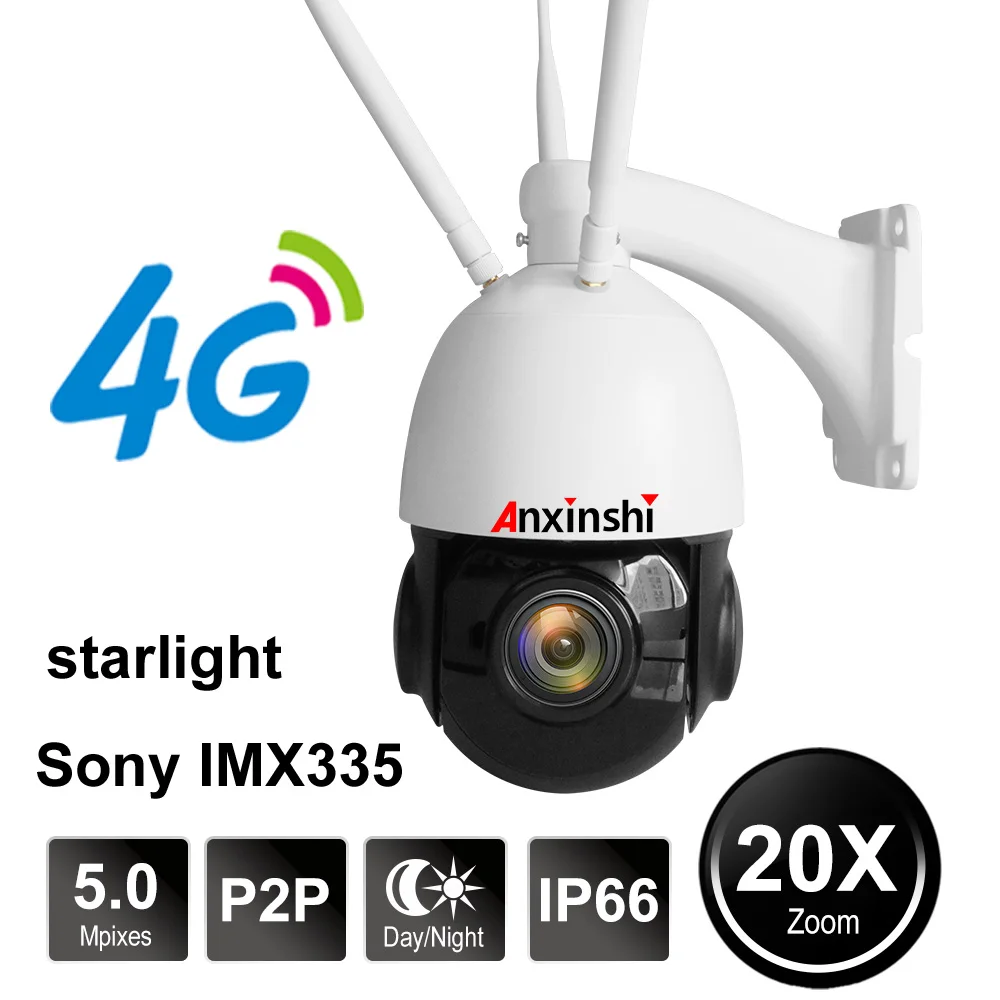 Беспроводной sim карты 4G камера 5MP 20x оптический зум Открытый системах
