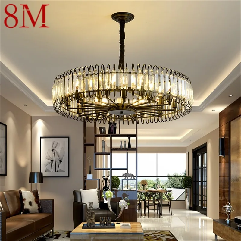 

8M Black Postmodern Chandelier Fixtures Crystal Pendant Lamp Light Home LED for Decoration