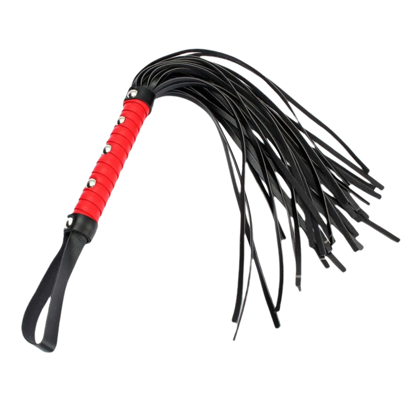 

Lightweight Non Slip Props Portable Hanging Red Handle Faux PU Leather Outdoor Sports Racing Crop Horse Riding Whip Gift