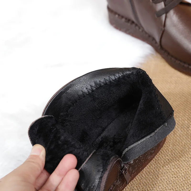 

lack Popular Genuine Leather Woman Martin Boots Zipper Woman boots Spring Autumn Thick Bottom Hand-made Boots