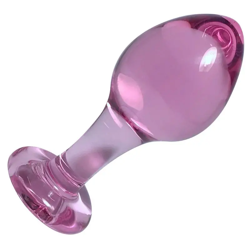 Transparent Glass Anus Plugs Pink Crystal Translucent Female Stimulator Anal Plug Adult Masturbation Sex Toys |