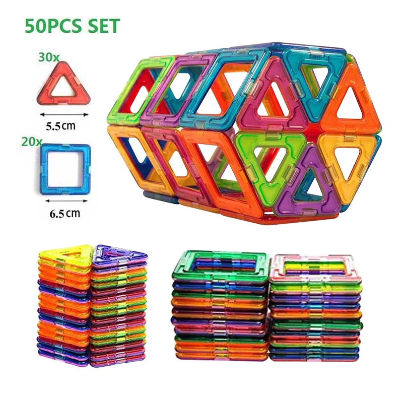 

50pcs Big Size Magnetic Building Blocks Magnetic Designer Construction Set Model Building Magnets Blocks Educational Toy