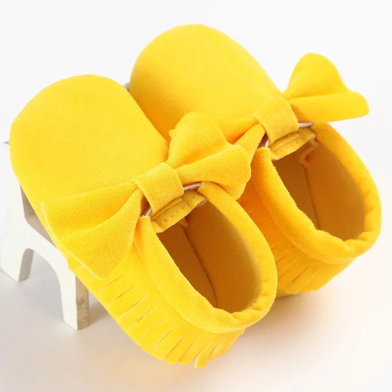Yellow Обувь для маленьких девочек; обувь для малышей; мокасины для новорожденных; мягкая нескользящая обувь с бахромой на мягкой подошве для мальчиков и девочек - Цвет: Yellow