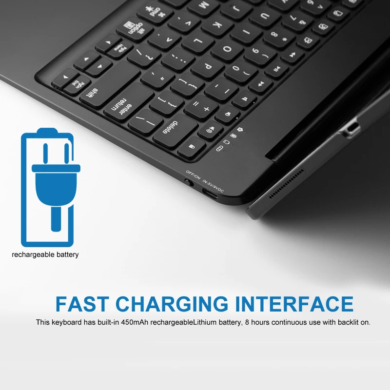 Witsp@ d мышь сенсорная bluetooth клавиатура для iPad 10,", Премиум Пластиковый Чехол, 7 цветов с подсветкой, интеллектуальное включение/выключение
