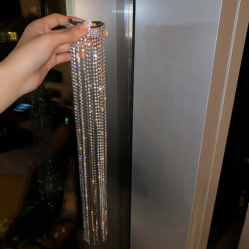 Роскошные блестящие заколки стразы для волос женщин украшение с кисточками и