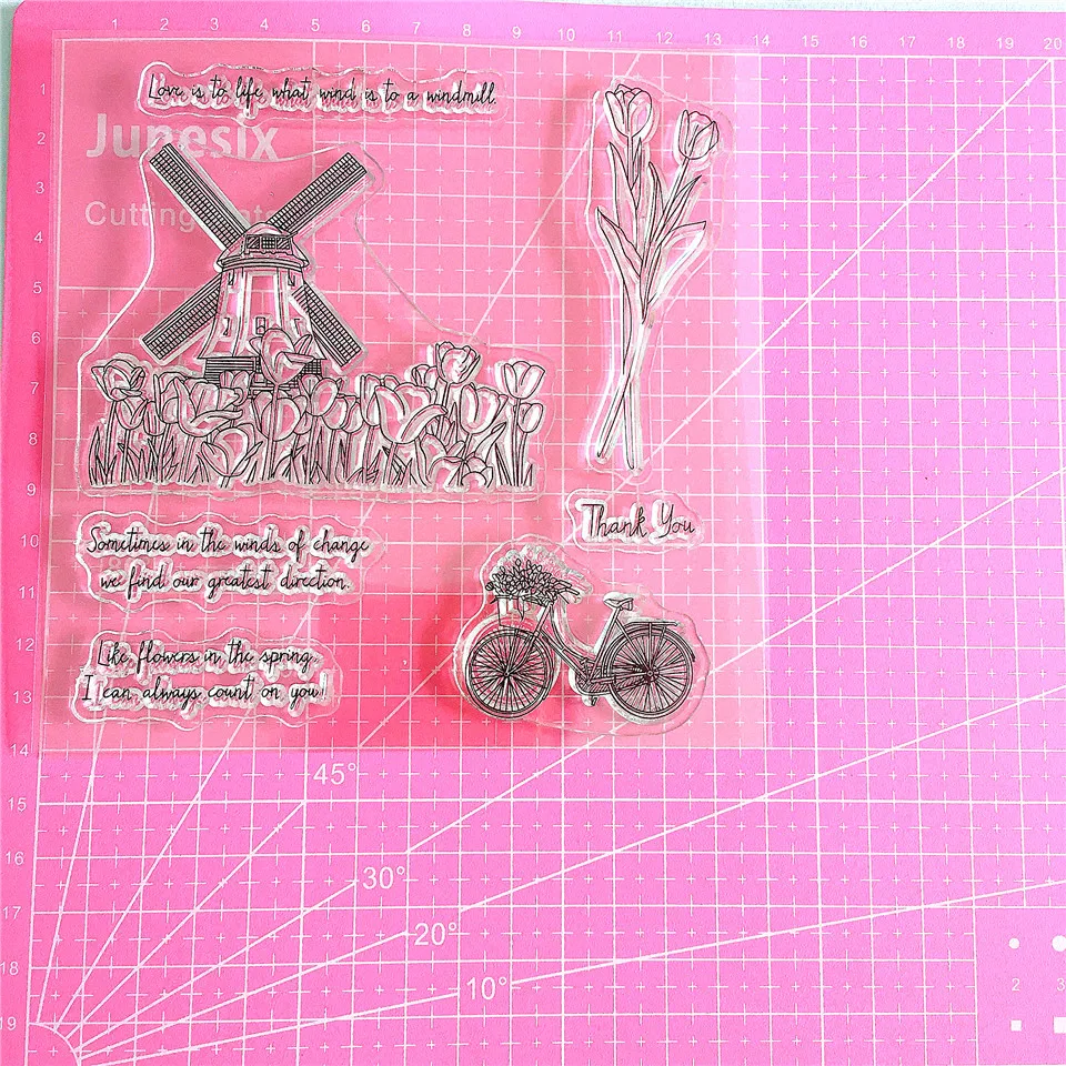 Dutch Windmills Tulip Craft Transparent Silicone Stamp for Scrapbooking Cards Making DIY Photo album Decorative Clear Stamps