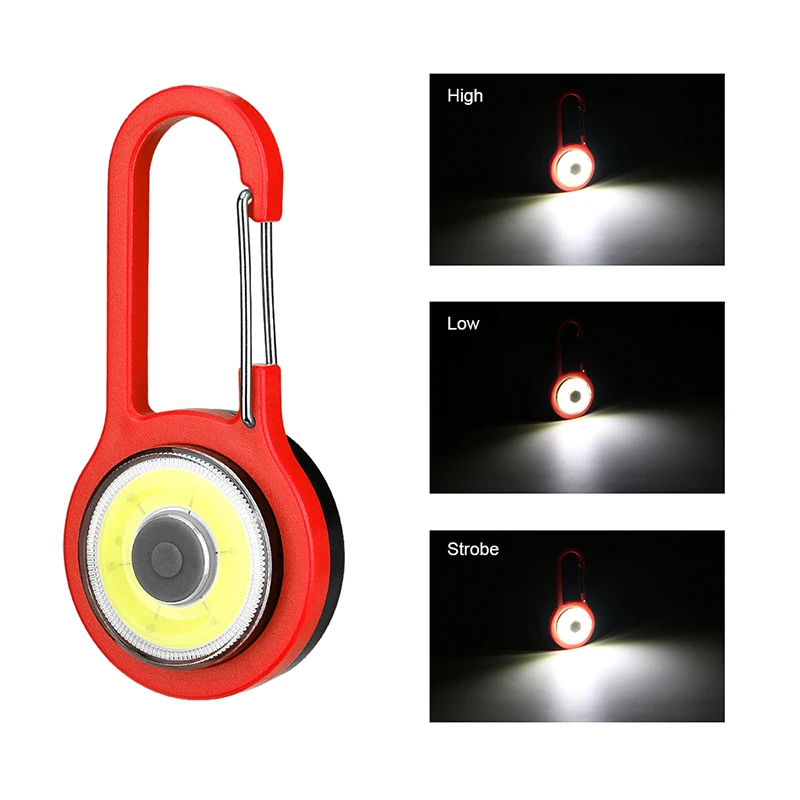 

1pcs Mini COB LED Flashlight Aluminum Alloy Carabiner Keychain Hook Lamp Torch Outdoor Portable Light Night Fishing Lights