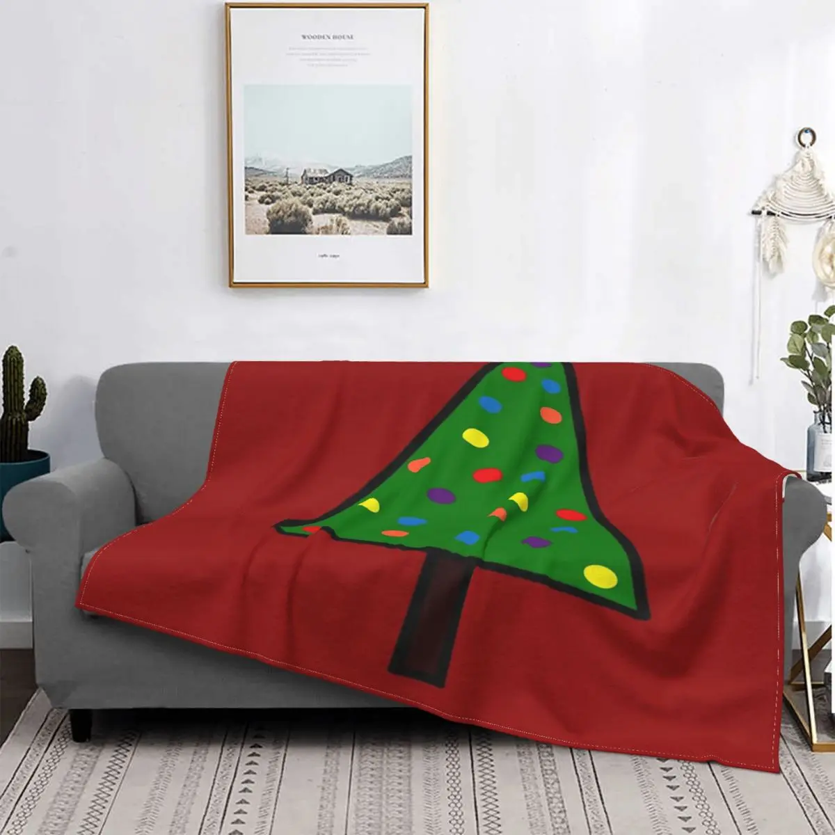 

Manta de muselina a cuadros para cama, manta ponderada de árbol de Navidad, color verde y rojo