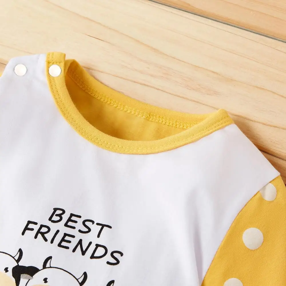 PatPat/Детский комбинезон в горошек с принтом Лучшие друзья Хлопковый застежкой