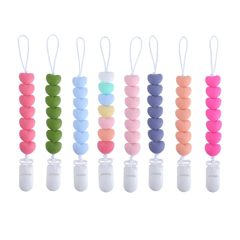 Новые детские соски с зажимами в форме сердца силиконовые цепочкой Детские