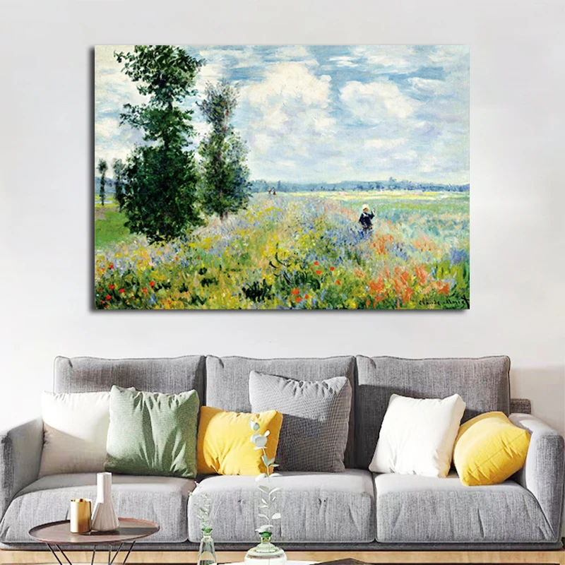 Абстрактные Маки в серебристом стиле от Клода Моне масляная живопись