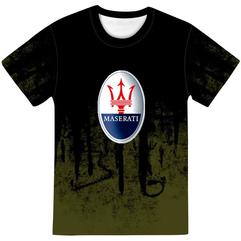 

2021 Summer T-shirt Men's Fun 3D MASERATI Letter Print Short Sleeve Men's Fashion Large Size Ou Size Slim Men's Women's T-shirt