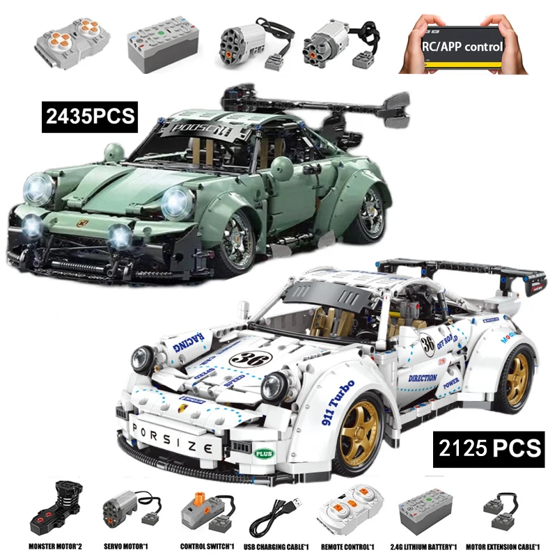 В наличии QC016 высокотехнологичные строительные блоки MOC Hypercar 964 1:8 Widebody, спортивные строительные блоки, электрические кирпичи, детские игрушки