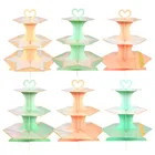 Новинка, одноразовая бумажная креативная подставка для торта, подставка для десертов на день рождения, трехслойная подставка для торта с бронзовым покрытием