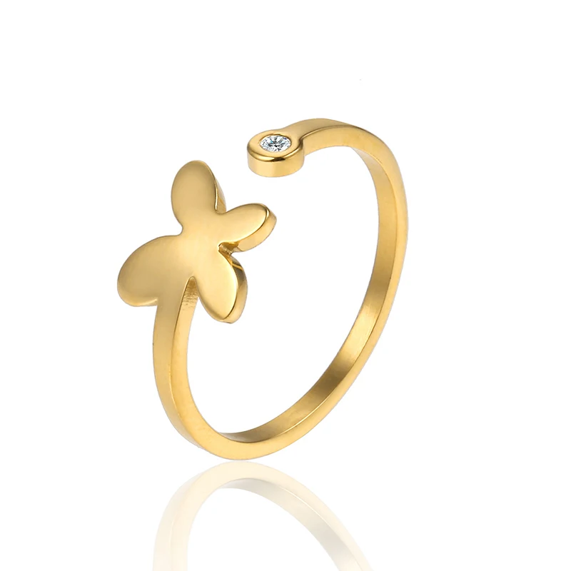 RIR новейшее Золотое регулируемое кольцо на палец с бабочкой прозрачное свадебное