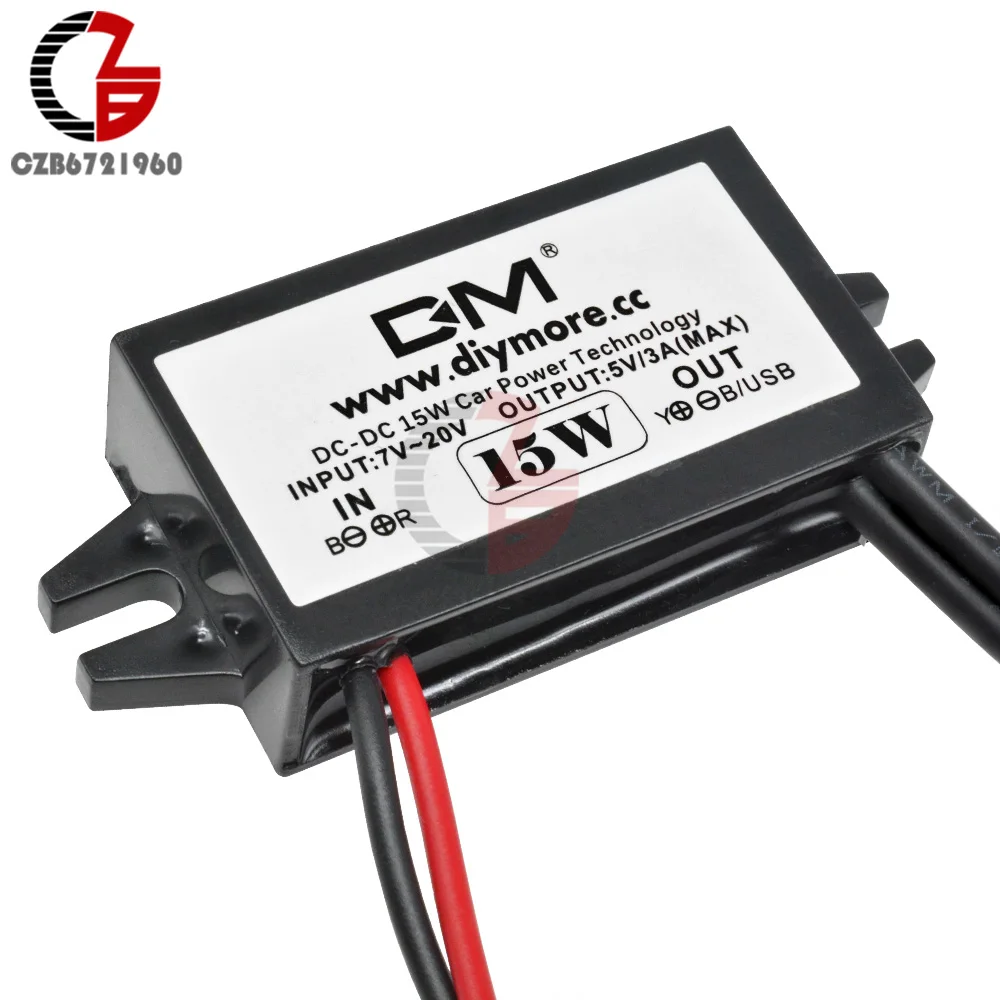 Двойной USB DC-DC 12 В до 5 В 3 А 15 Вт понижающий преобразователь питания Регулятор Адаптер для автомобильного зарядного устройства Тип USB защита от короткого замыкания