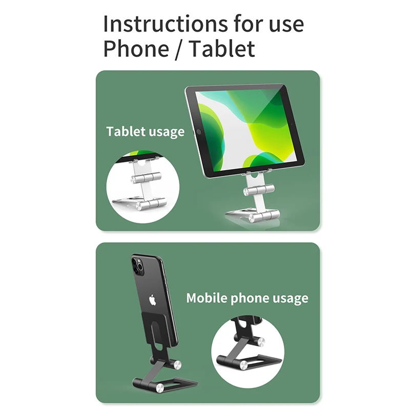 

Foldable Phone Holder Stand Tablet Mobile Phone Holder Adjustable Duble Layer Bracket for Home Office