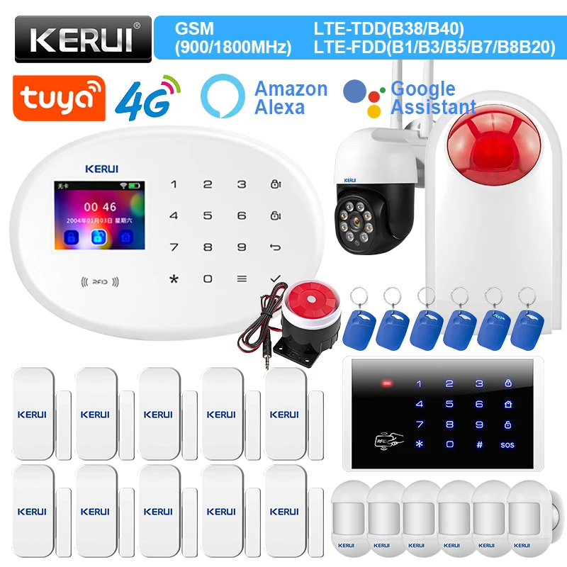 KERUI W20 Сигнализация 4G WIFI GSM сигнализация RFID Tuya умная 433 МГц беспроводная домашняя