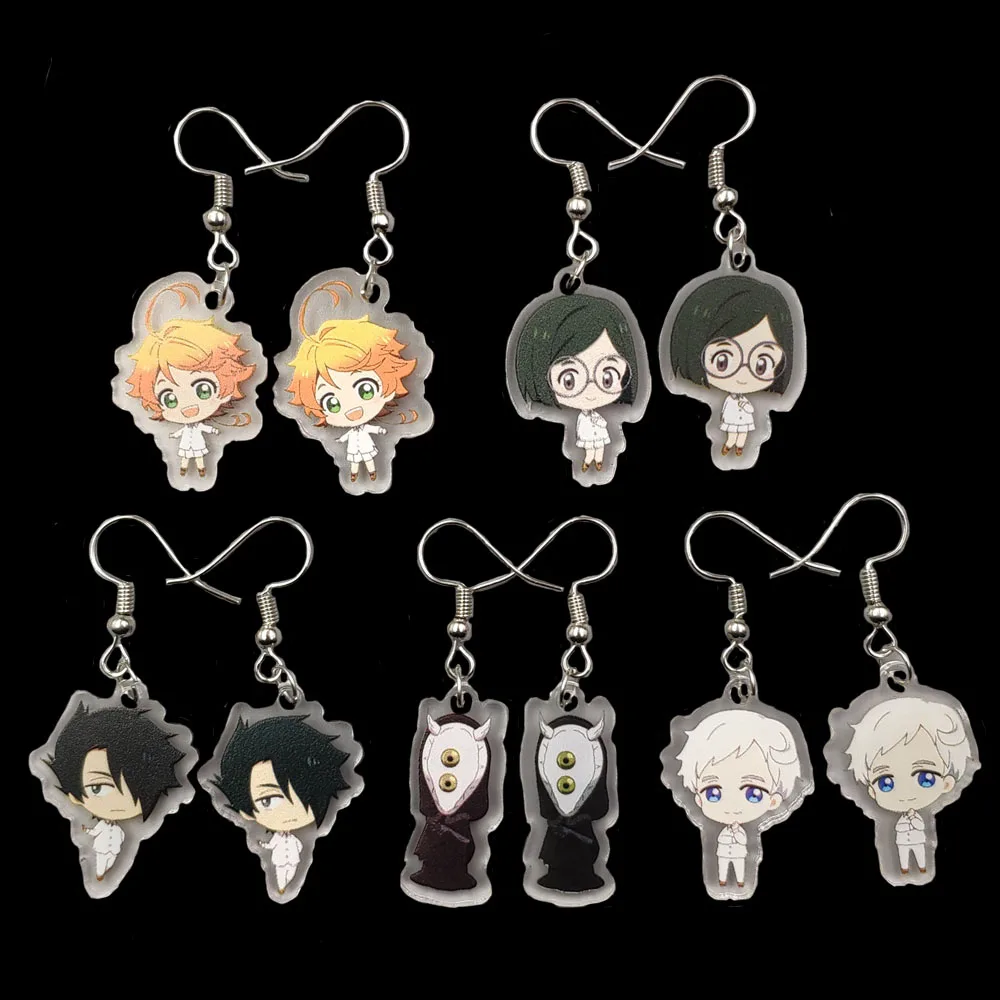

5 Pairs 1 Set Acrylic Hot Cute Anime Cartoon The Promised Neverland Drop Earrings Ear Pendants Cosplay Jewelry Birthday Gift