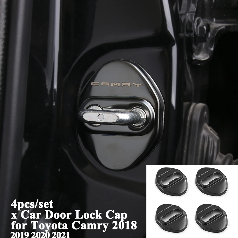 

4pcs/set Car Door Lock Buckle Cover Protective Cap Protector Decoration Styling Accessories for Toyota Camry 2018 2019 2020 2021