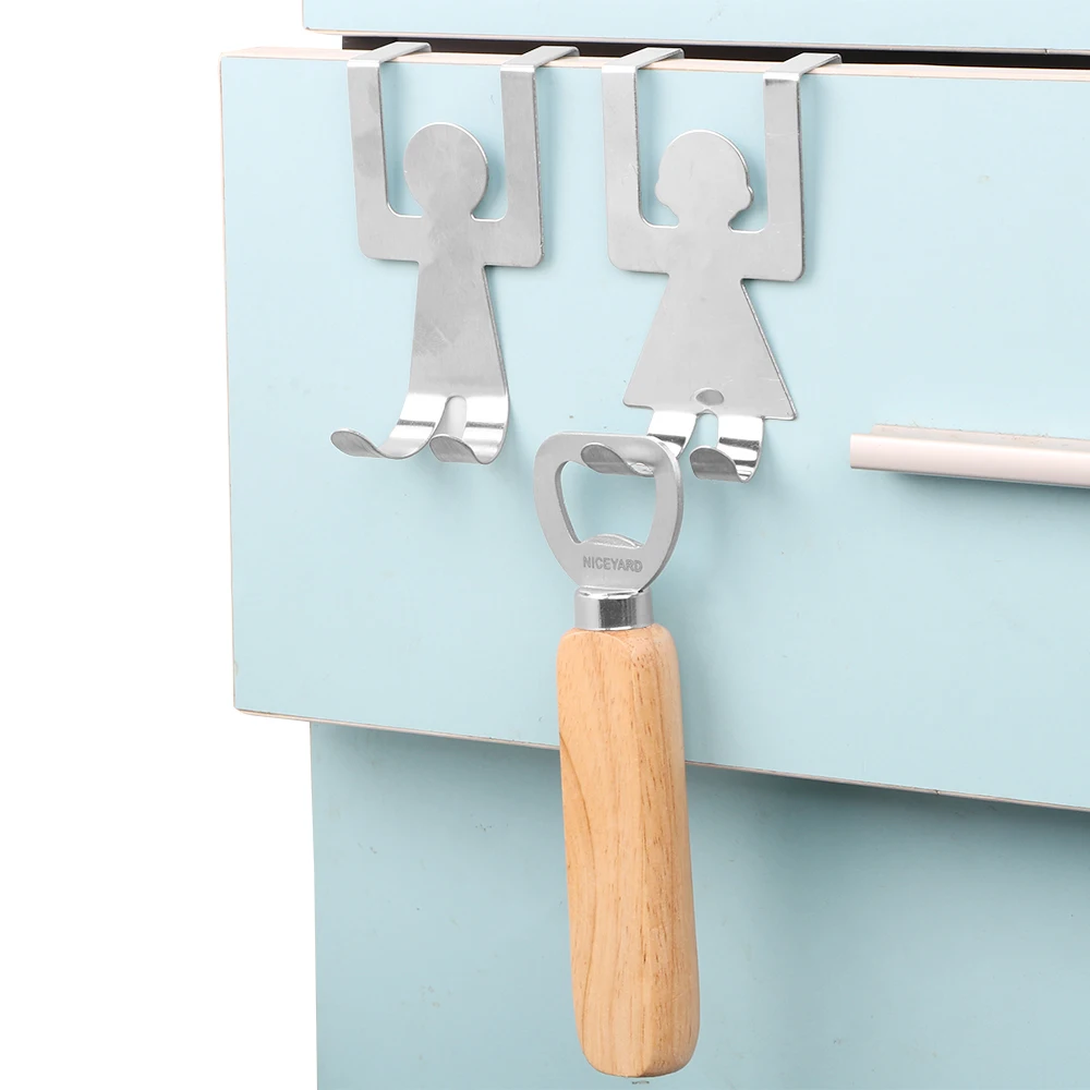 

Kitchen Cabinet Pot Pan Hooks House Clothes Storage Rack ToolWall Door Hanger Lovers Shaped Hooks Stainless Steel 2Pcs/Set